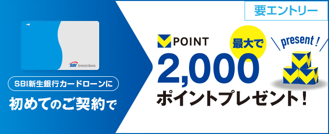 SBI新生銀行カードローンに初めてのご契約でVポイント最大で2,000ポイントプレゼント!