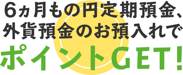 6ヵ月もの円定期預金、外貨預金のお預入れでポイントGET