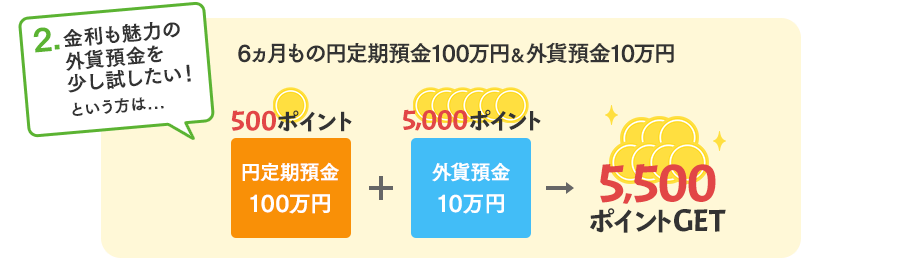 金利も魅力の外貨預金を少し試したい！という方は6ヵ月もの円定期預金100万円＆外貨預金10万円