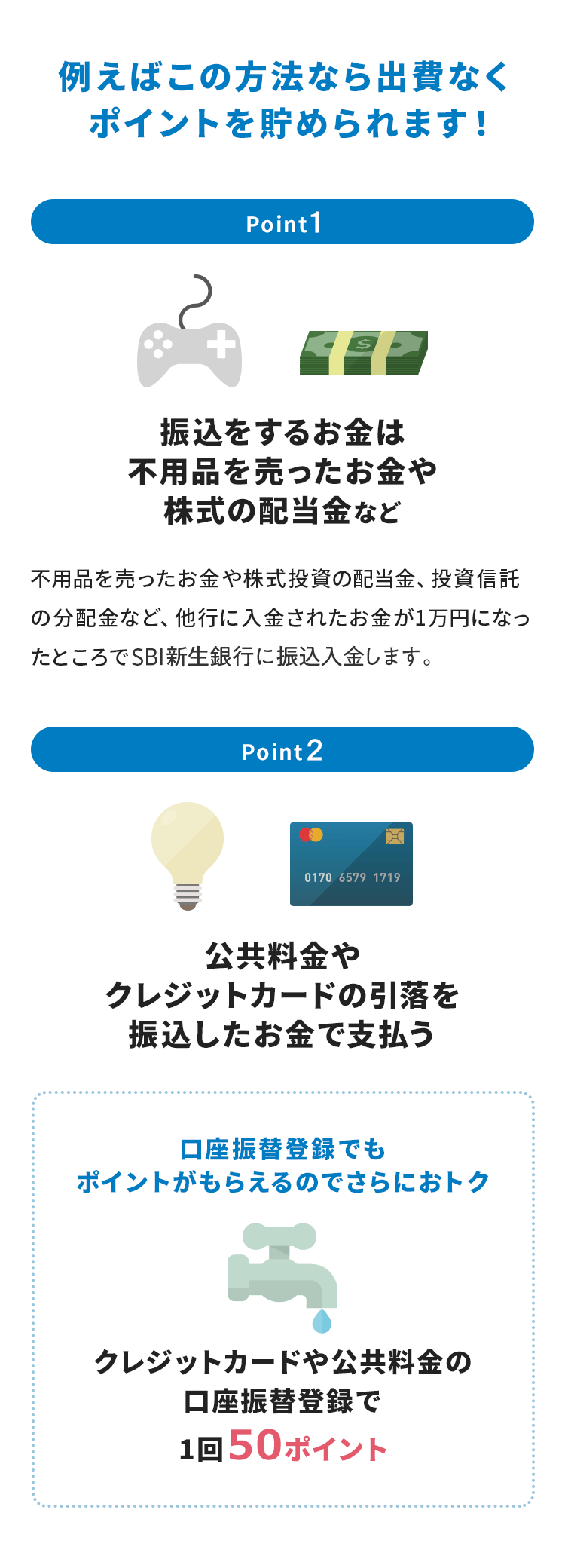 振込入金で月最大200ポイントが貯まる！| SBI新生銀行